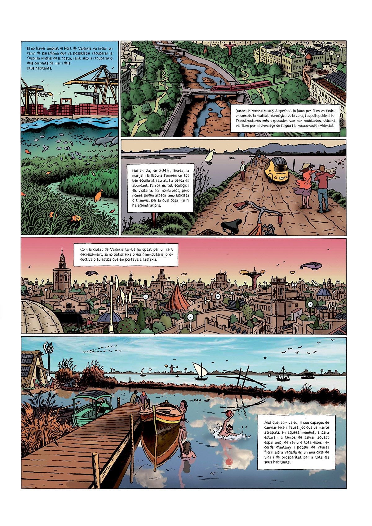 Imagen principal - El rey Jaume I, Franco y Carlos Mazón desfilan en un cómic sobre la Albufera