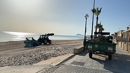 Trabajos en la playa de Miramar.
