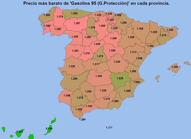 Precios más baratos de la gasolina el 10 de abril de 2025.