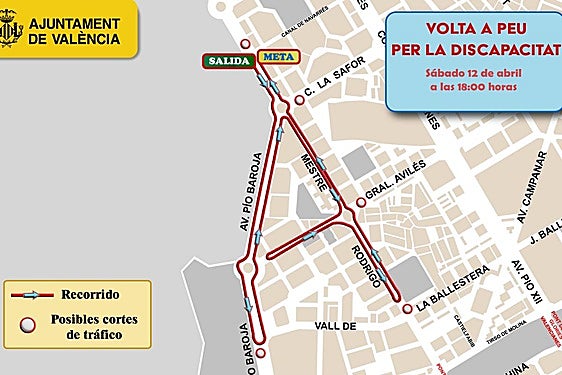 Recorrido y cortes de tráfico por la 'Volta a Peu per la Discapacitat'