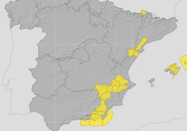 Avisos establecidos por Aemet este miércoles 16 de abril.