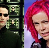 Keanu Reevers en 'Matrix' y Lana Wachowski.