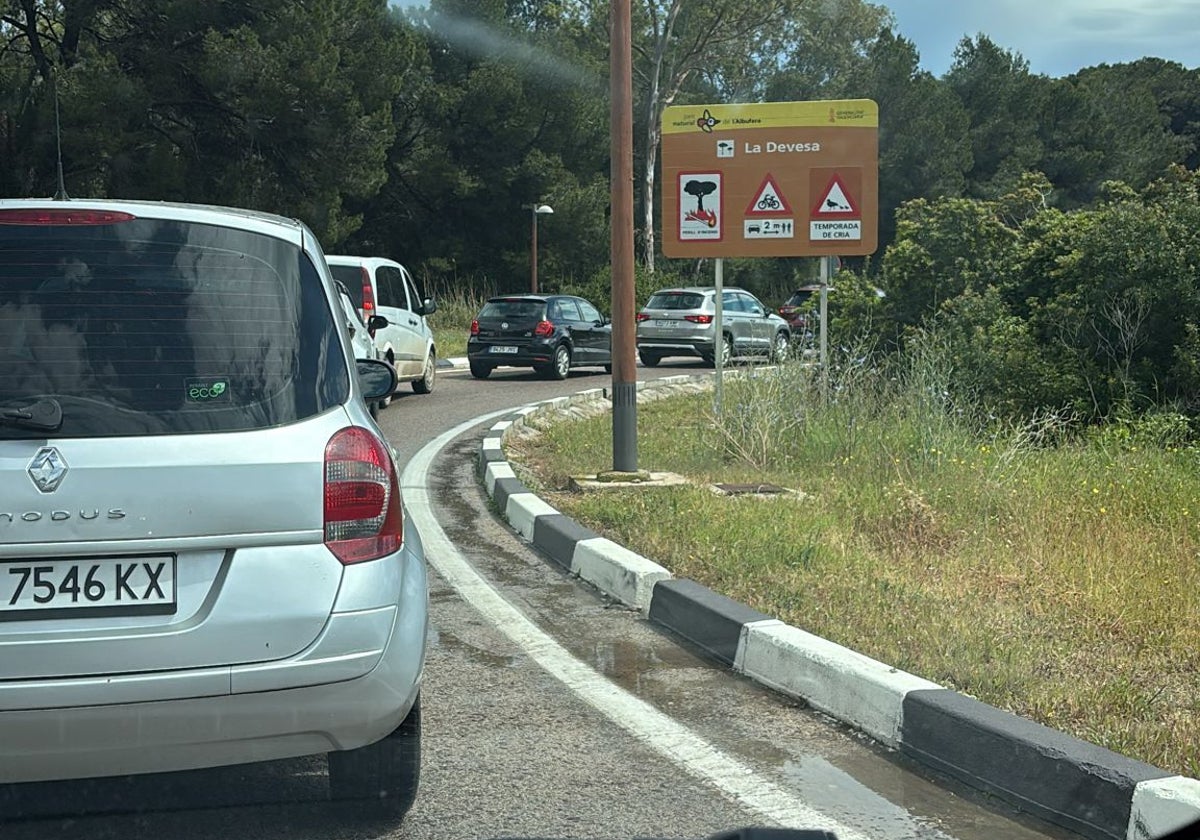 Atasco en la carretera CV-500 este martes.