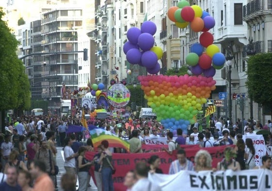 Manifestación en el Día del Orgullo en Valencia, en una foto de archivo.