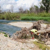 Tareas de limpieza en el cauce.