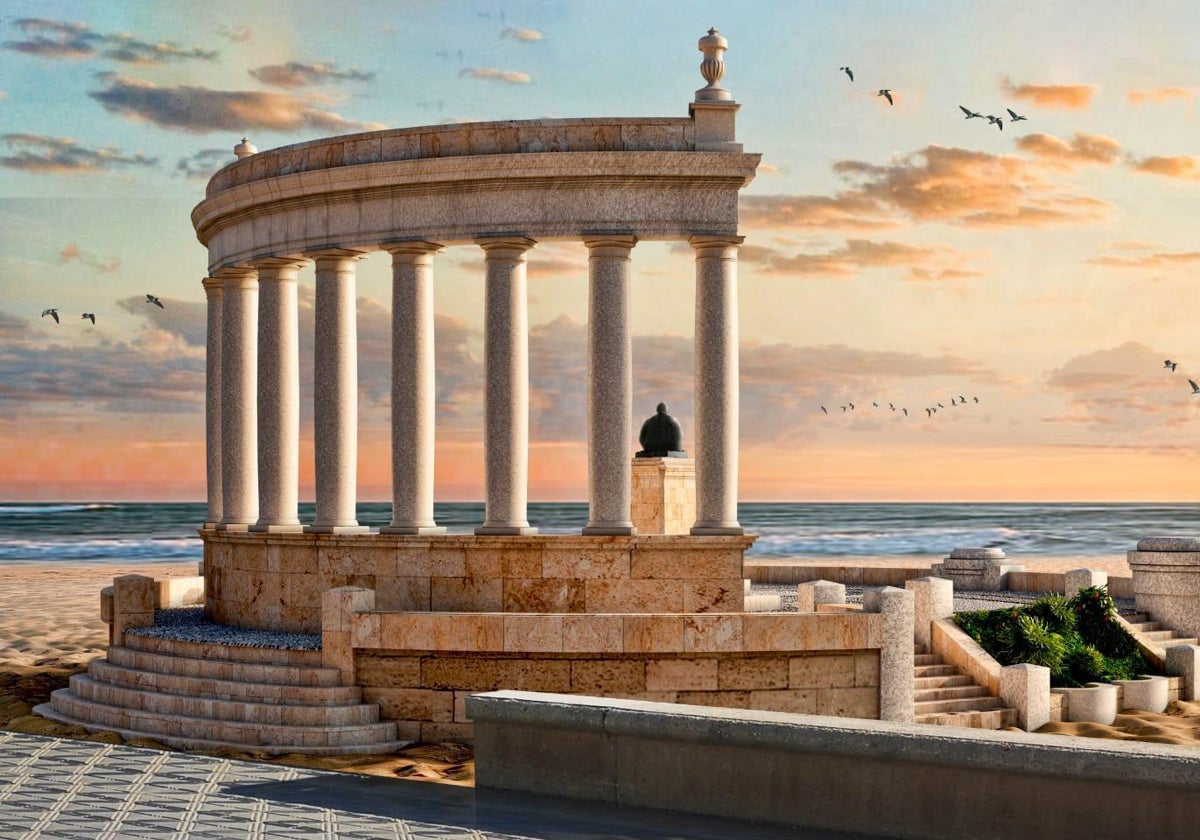 Las tres posibles ubicaciones del monumento a Sorolla: en la playa, en el paseo marítimo o en un saliente sobre la arena