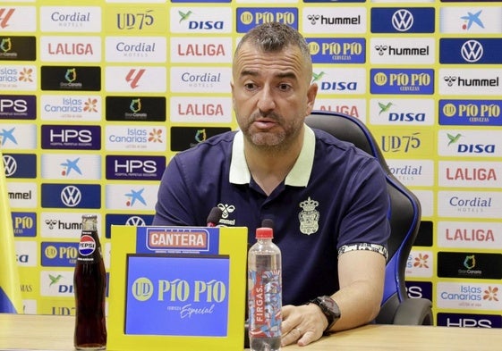 Diego Martínez, entrenador de Las Palmas, en sala de prensa.
