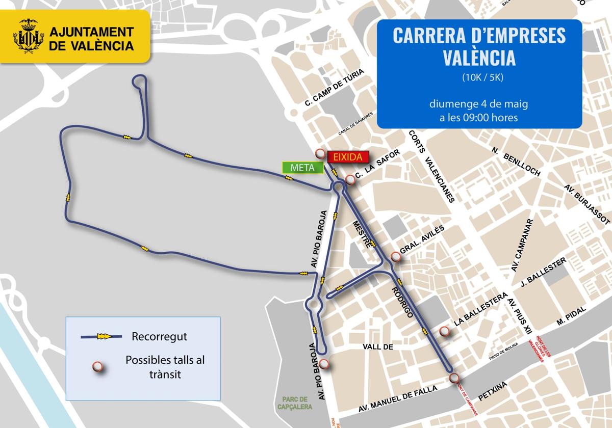 Estacionamiento prohibido y calles cortadas este domingo en Valencia con motivo de la XII Carrera de Empresas