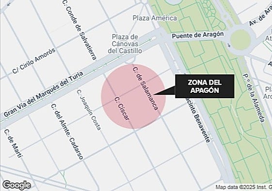 Ubicación del apagón de este sábado.