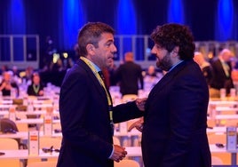 Mazón y López Miras, en el congreso del PP europeo en Valencia.