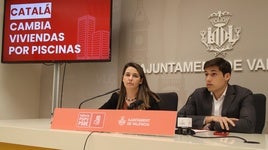 El portavoz del PSPV, Borja Sanjuan, junto a la edil María Pérez.