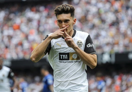 Pepelu, celebrando su tanto ante el Getafe.