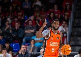Jean Montero, durante un partido del Valencia Basket esta temporada.