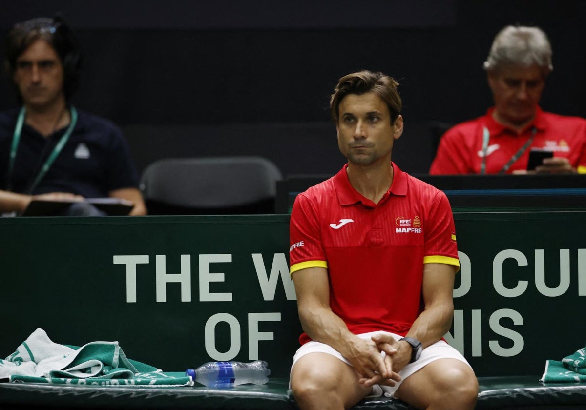 David Ferrer, durante la ronda de Copa Davis ceñlebrada el año pasado en la Fonteta.