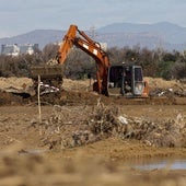 Una excavadora retira sedimentos de la dana en la Albufera.