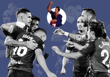 Los futbolistas del Levante celebra el gol frente al Albacete.