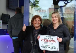 Dos ganadores de un premio millonario de lotería. Imagen de archivo.