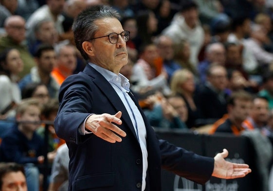 Pedro Martínez, durante un partido del Valencia Basket esta temporada.