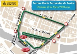 Recorrido y calles cortadas este domingo en Valencia por la Carrera Marta Fernández de Castro
