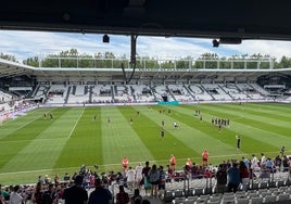 Los aficionados del Levante, en Burgos.