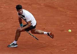 Alcaraz, en su estreno en Roland Garros.