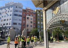 La alcaldesa de Valencia, María José Catalá, en la visita de obras al complejo de Abastos que ya está en obras.