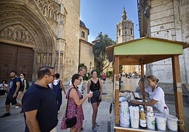 Un puesto de horchata en el centro histórico.