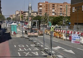Obras en la avenida Pérez Galdós de Valencia.