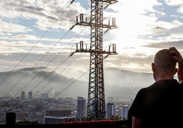Una persona observa el cableado de la red eléctrica