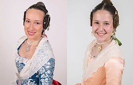 La fallera mayor, Marta Díaz, y fallera mayor infantil, Ada Domínguez, de Xàtiva 2026.
