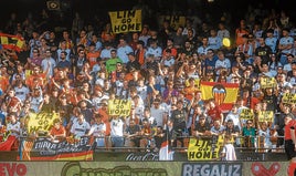 La grada de Mestalla, en un partido del Valencia.