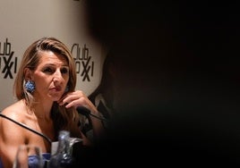 La vicepresidenta Yolanda Díaz, el lunes en el Club Siglo XXI.
