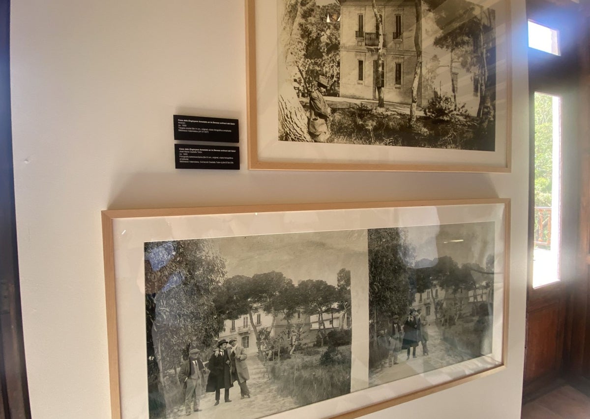 Imagen secundaria 1 - Suelo de Gimeno con la fábula de Sanxa, imágenes antiguas de la Casa Forestal y paellero del recinto.