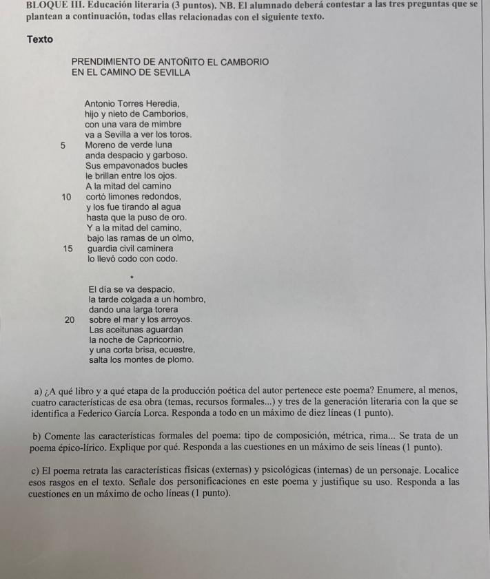 Imagen secundaria 2 - El examen de Castellano en la Selectividad. 