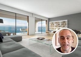 Un salón en una vivienda junto al mar.