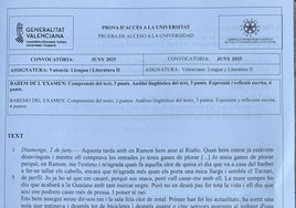 Examen valenciano selectividad 2025.