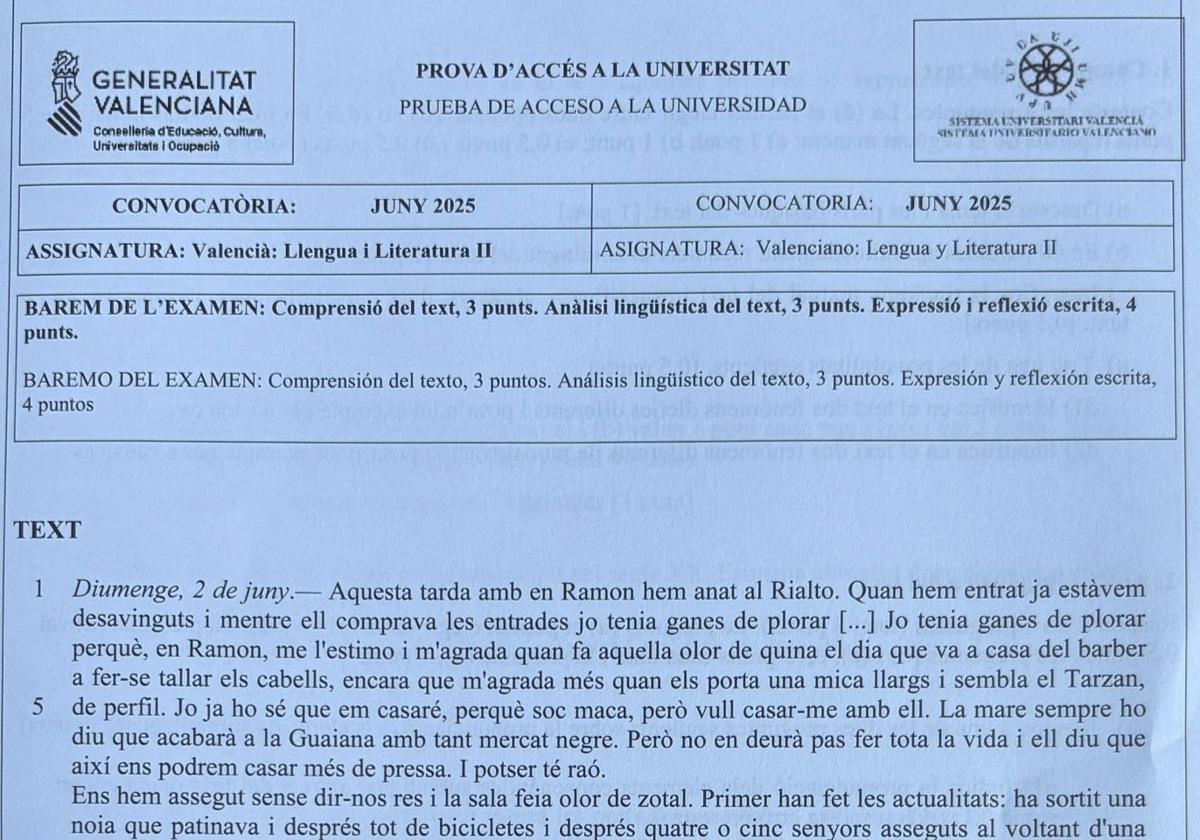 Así ha sido el examen de valenciano de la selectividad 2025 en la comunitat | las provincias