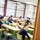 Un aula de examen de acceso a la universidad, en las pruebas de esta semana.