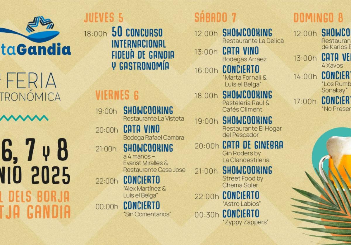 Cartel de las actividades de TastaGandia.