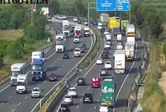 Atascos en la A-7 este martes, 10 de junio.