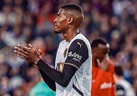 Cristhian Mosquera, con el Valencia.