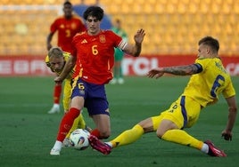 Guerra, en un partido con la sub-21.