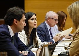 Miriam Turiel (Vox) preside la mesa de la comisión de investigación de la dana en Les Corts.