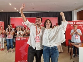 El nuevo secretario comarcal de la Costera-la Canla junto a la ministra Diana Morant.