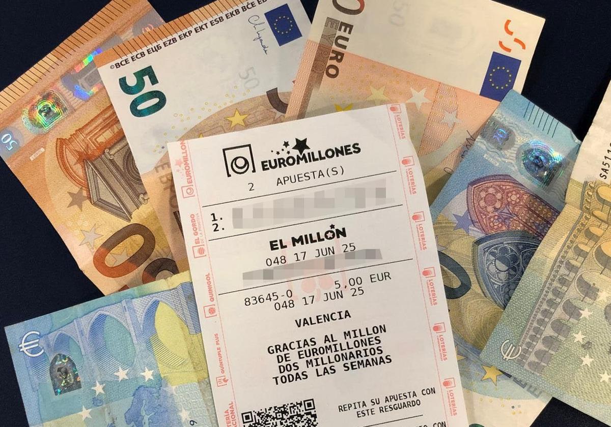 Un boleto de Euromillones validado en Valencia.