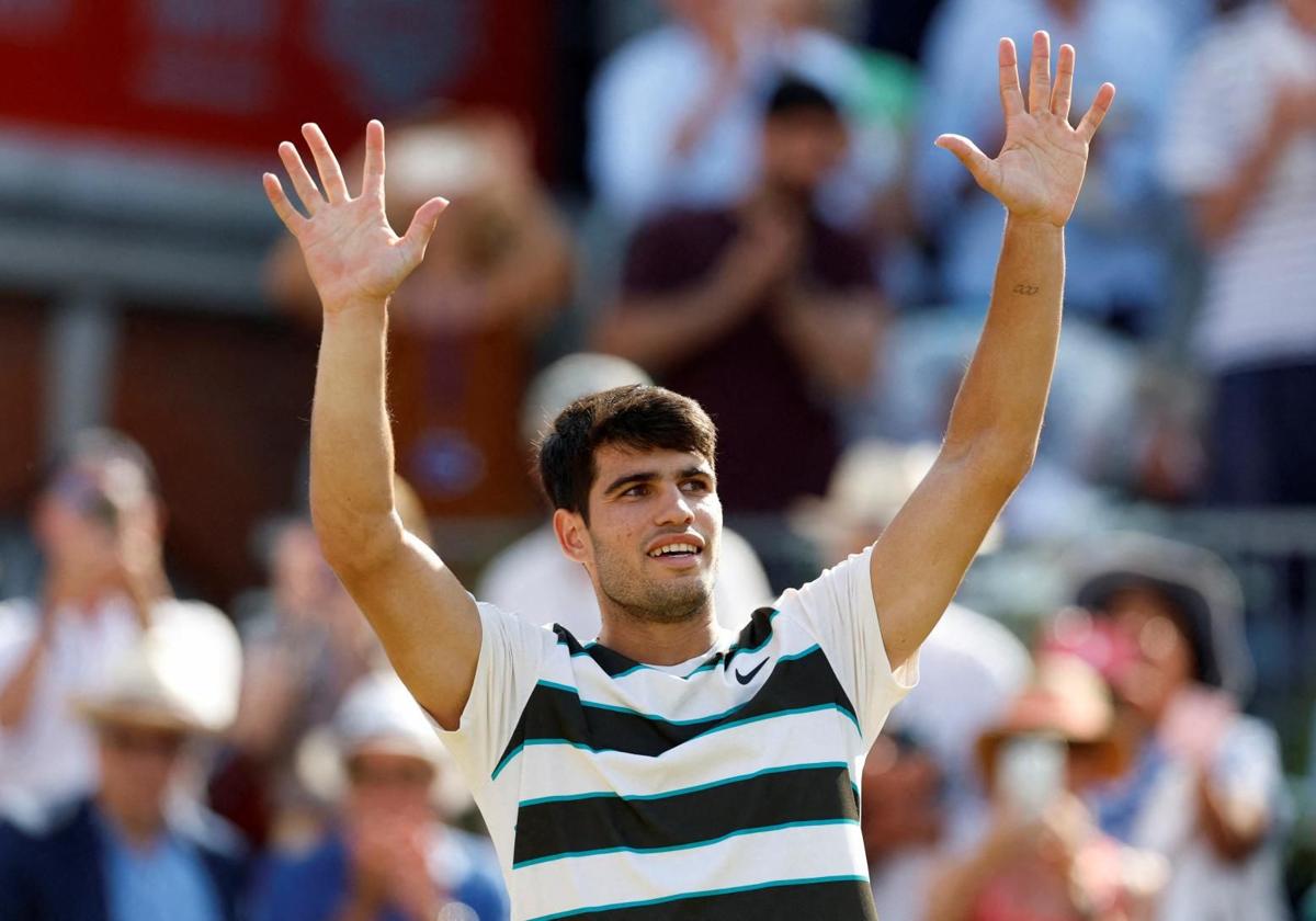 Alcaraz tras ganar en su estreno en Queen's.