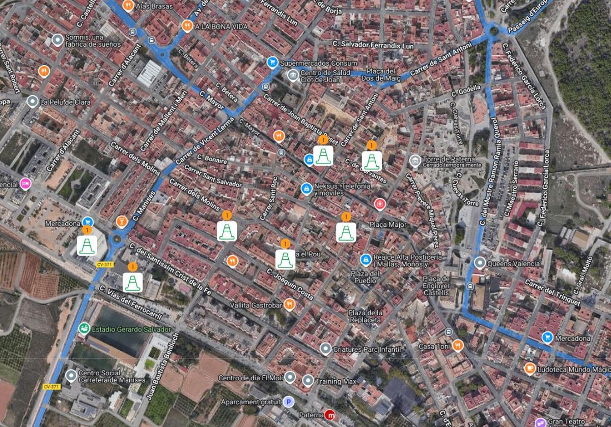 Mapa con las incidencias en Paterna