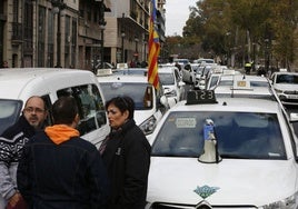 Un paro de los taxis en Valencia.