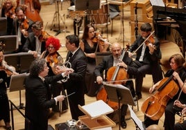 El maestro Dudamel durante el concierto benéfico de febrero en el Palau de la Música.