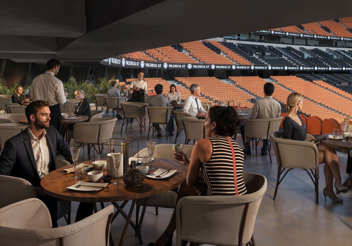 Figuración de una de las terrazas del futuro estadio.